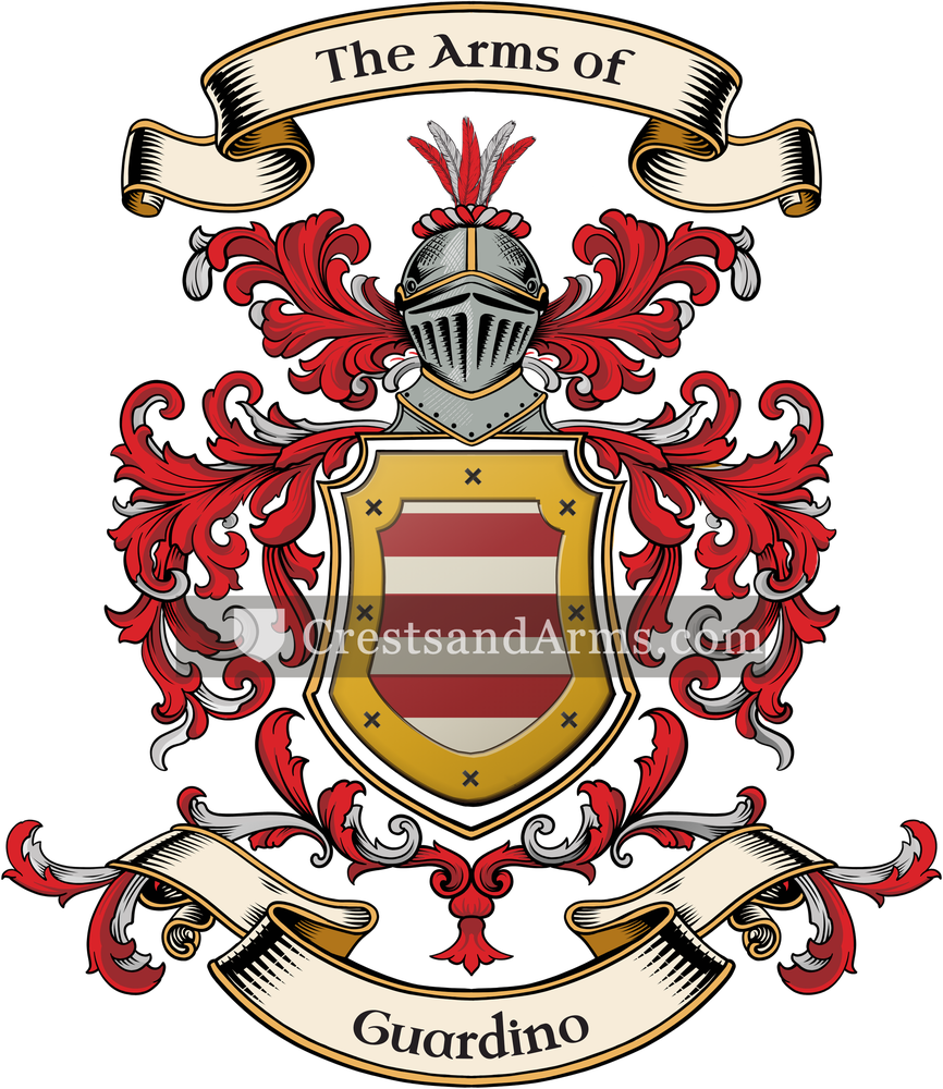 The Guardino coat of arms, drawn from the recorded blazon