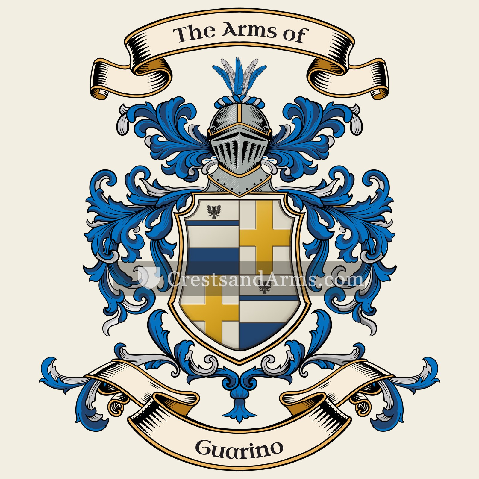 The Guarino coat of arms, drawn from the recorded blazon