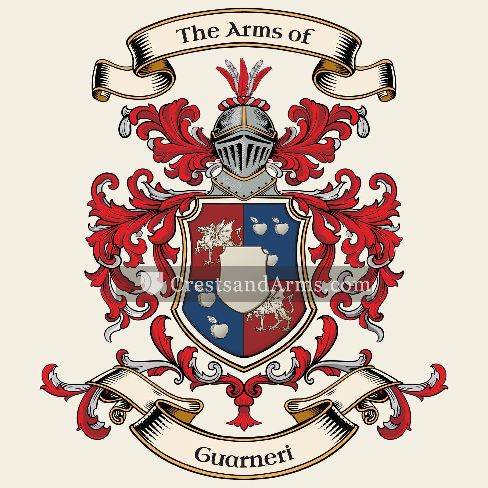 The Guarneri coat of arms, drawn from the recorded blazon
