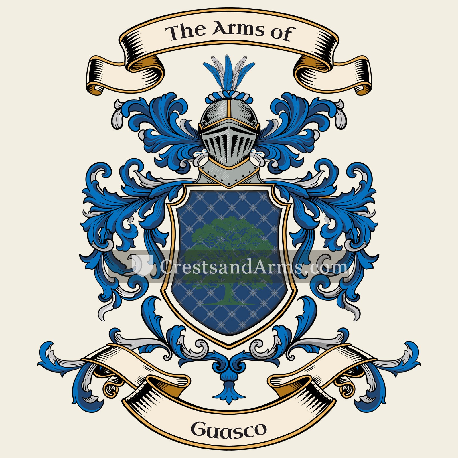 The Guasco coat of arms, drawn from the recorded blazon