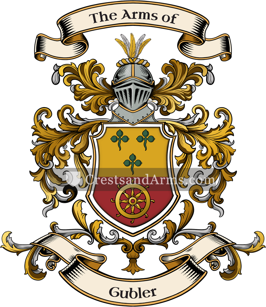 The Gubler coat of arms, drawn from the recorded blazon