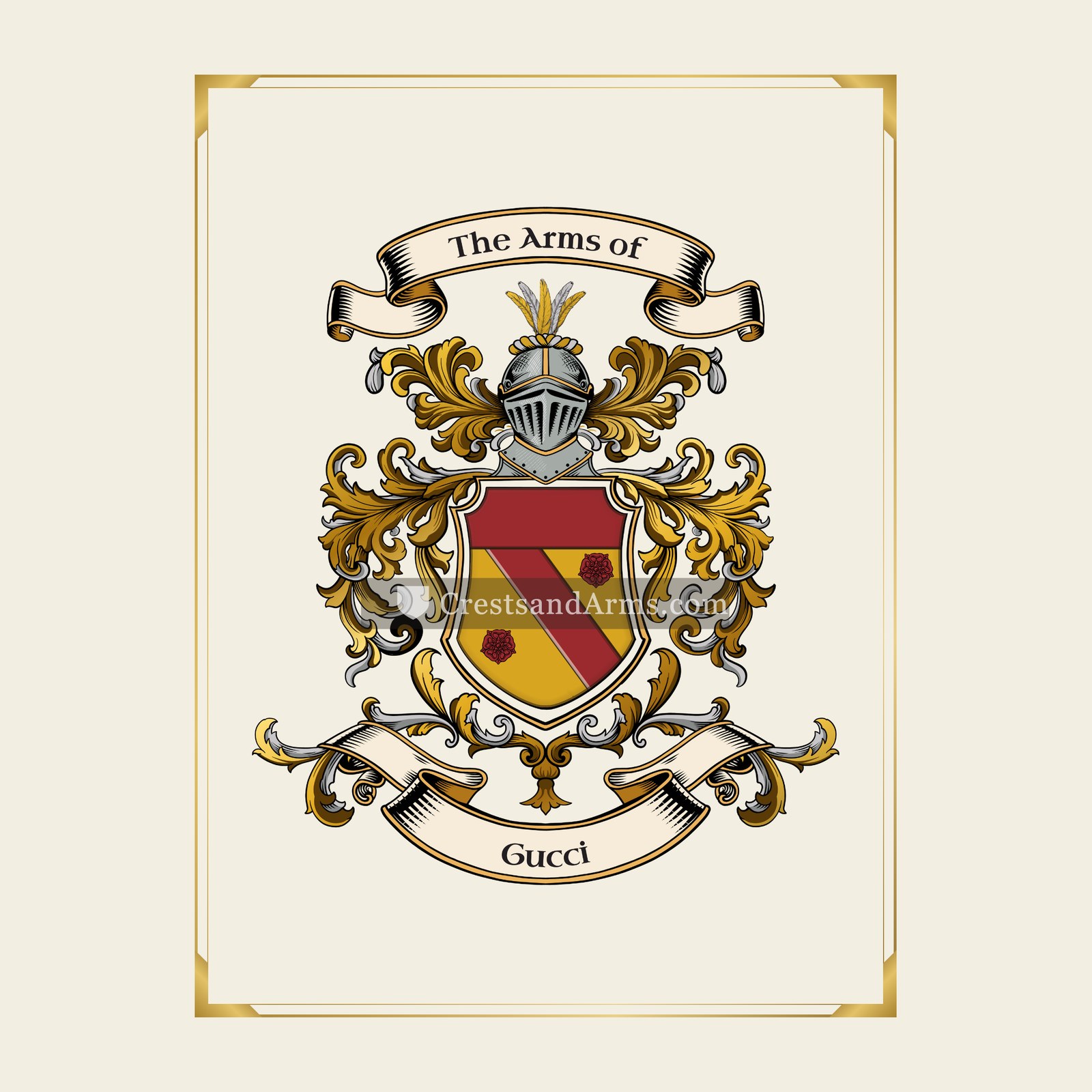 With gold border