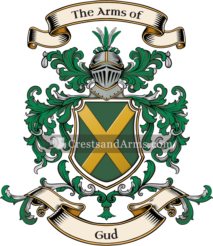 The Gud coat of arms, drawn from the recorded blazon