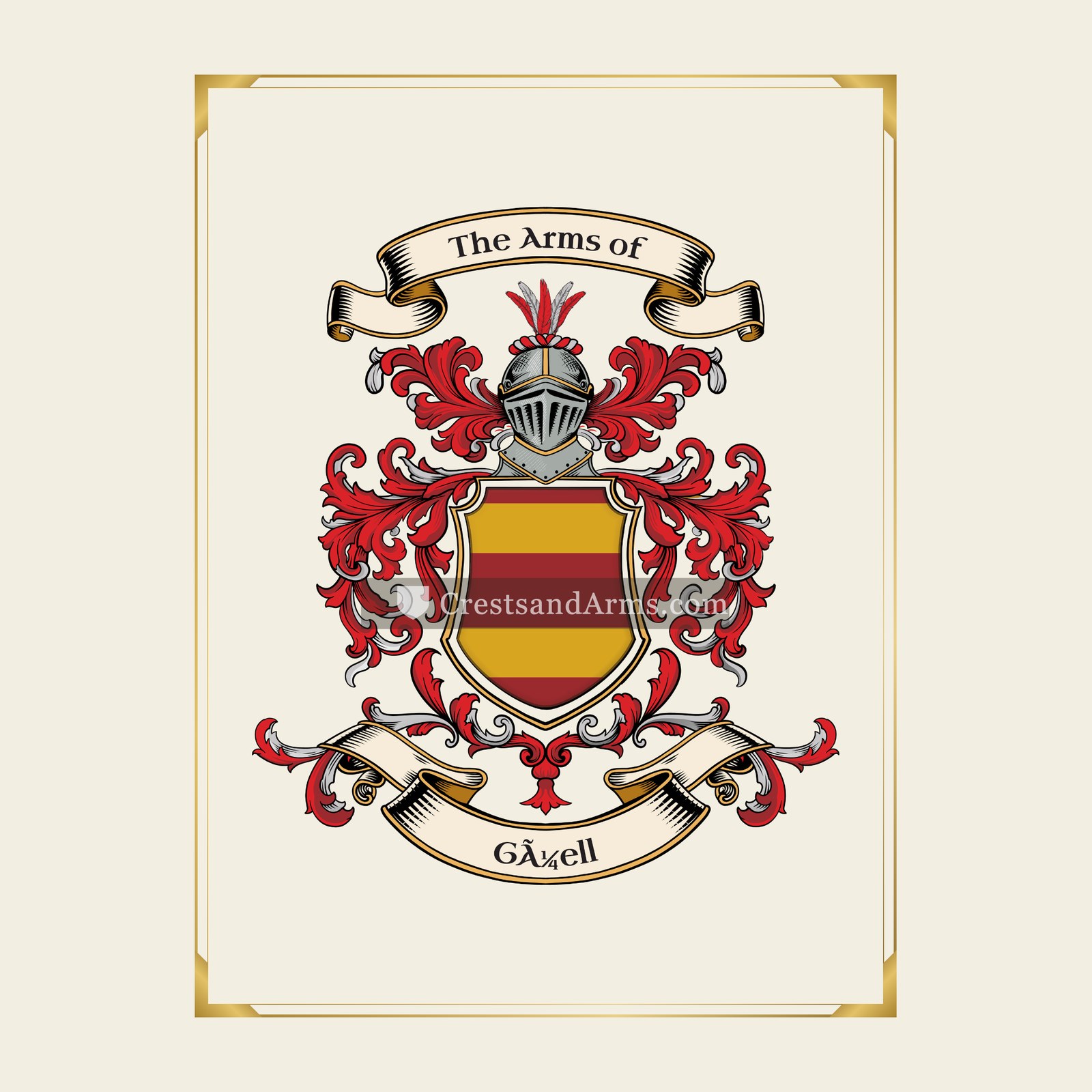With gold border