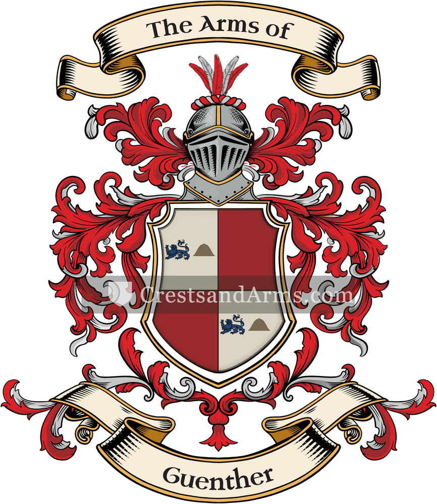 The Guenther coat of arms, drawn from the recorded blazon