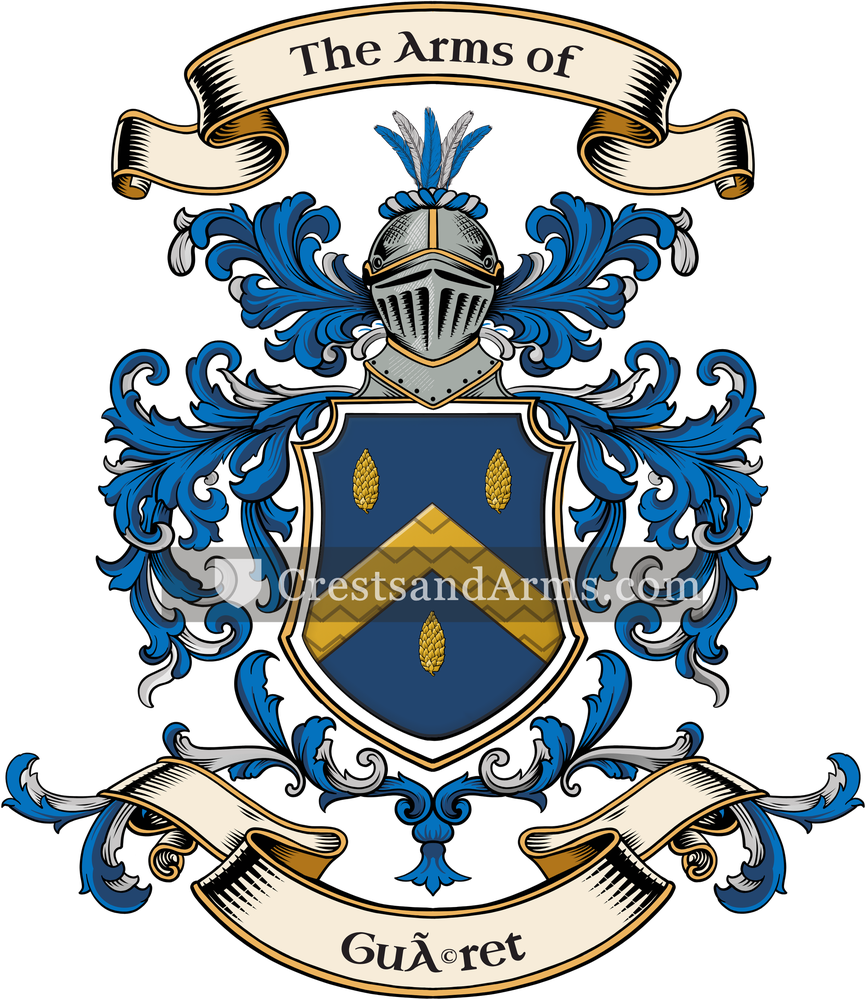 The Guéret coat of arms, drawn from the recorded blazon