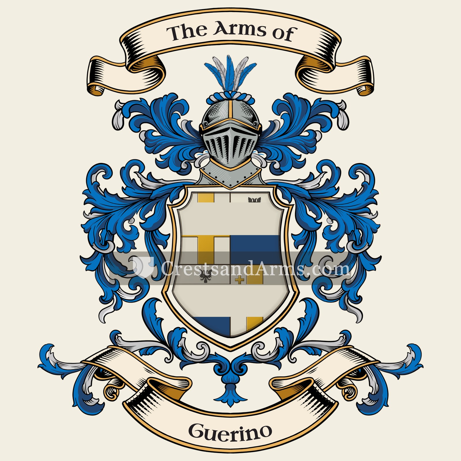 The Guerino coat of arms, drawn from the recorded blazon