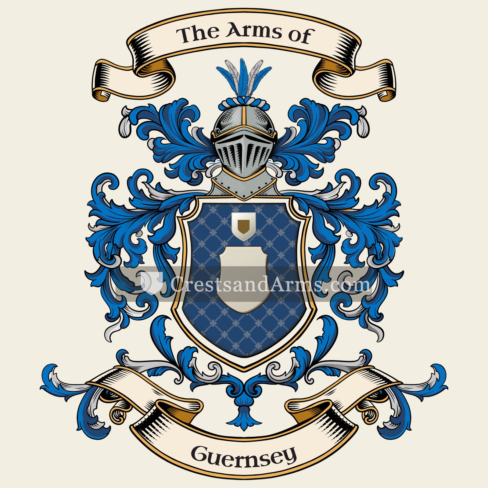 The Guernsey coat of arms, drawn from the recorded blazon