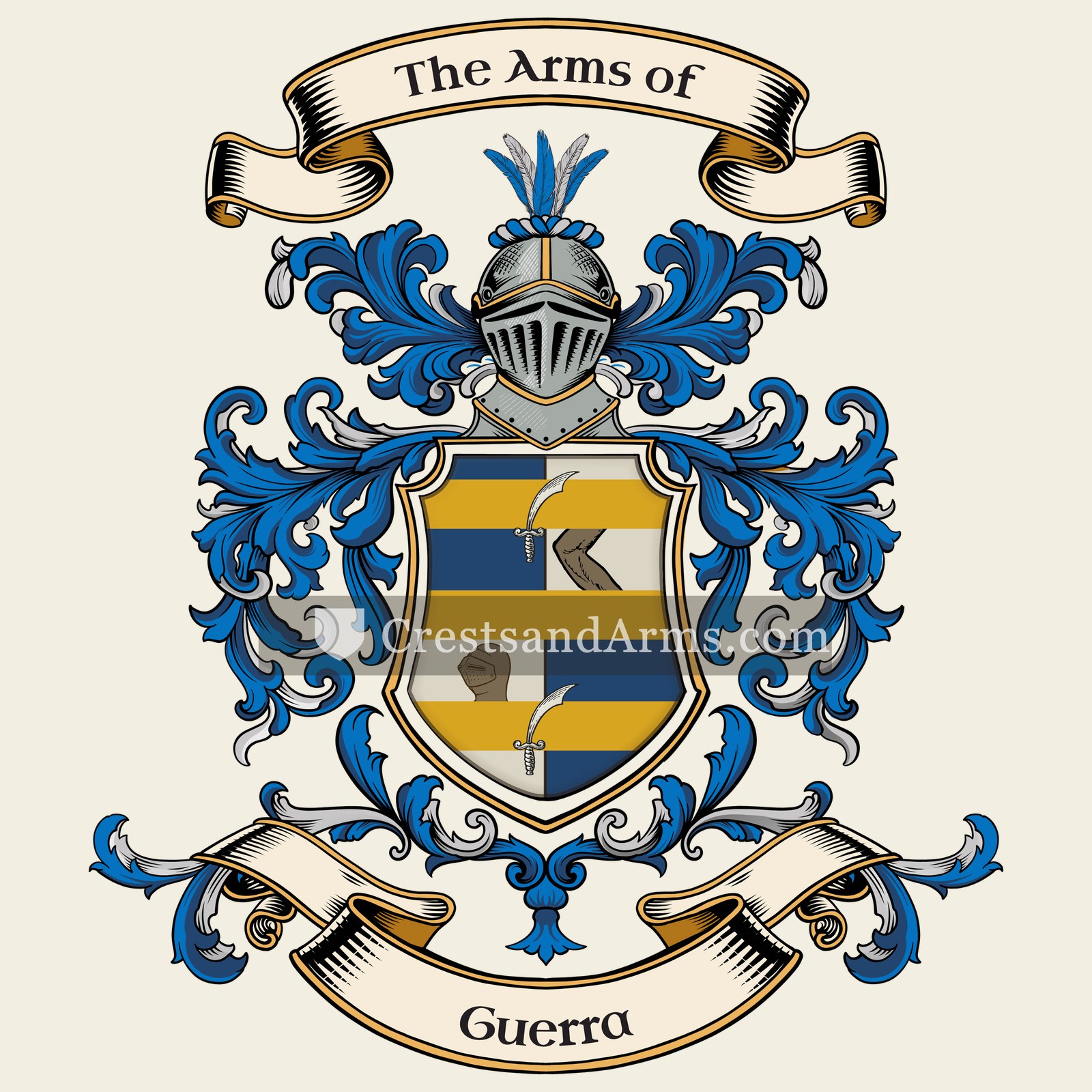 The Guerra coat of arms, drawn from the recorded blazon