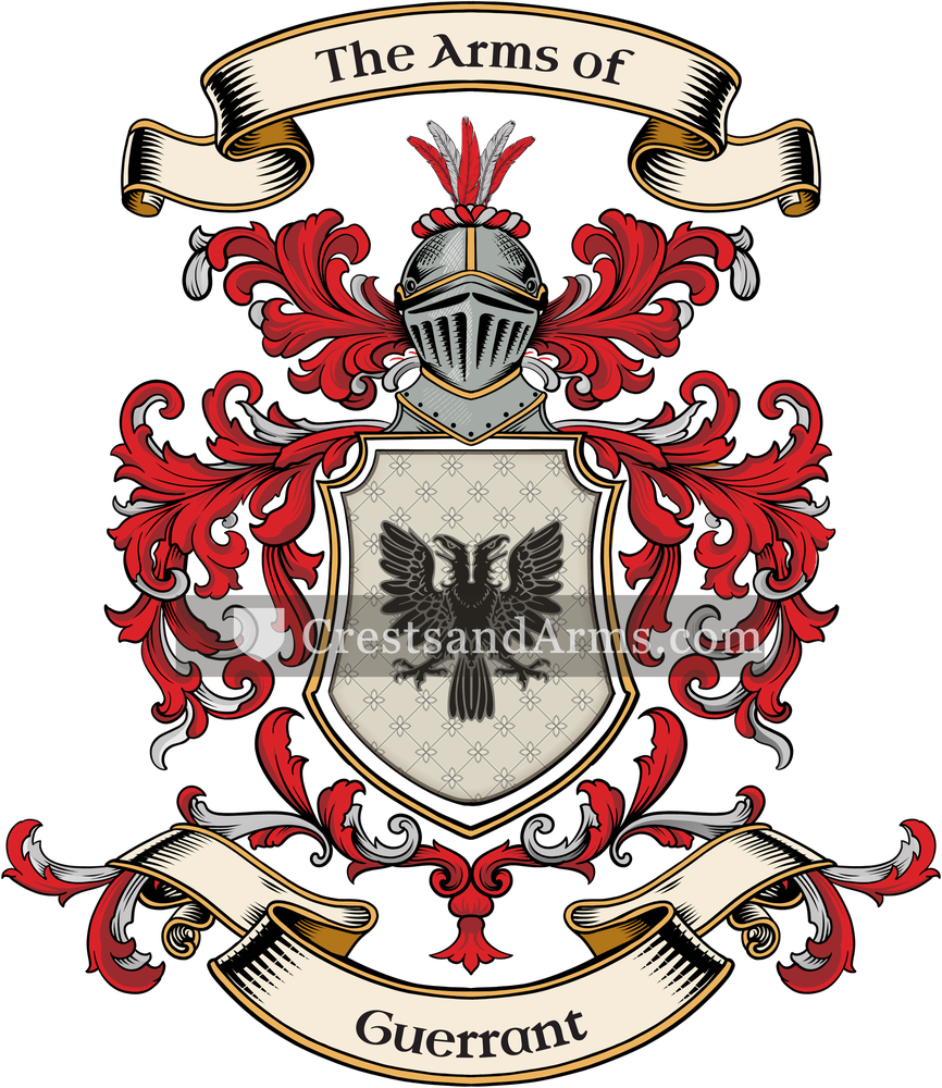 The Guerrant coat of arms, drawn from the recorded blazon
