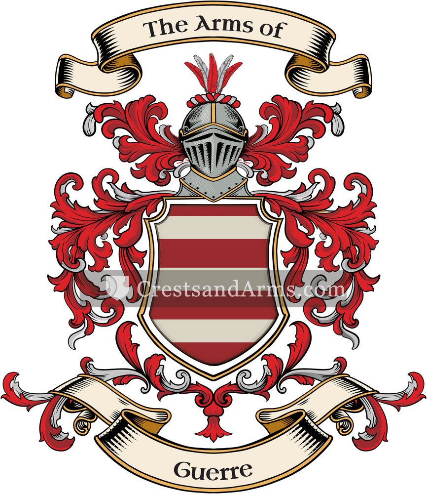 The Guerre coat of arms, drawn from the recorded blazon