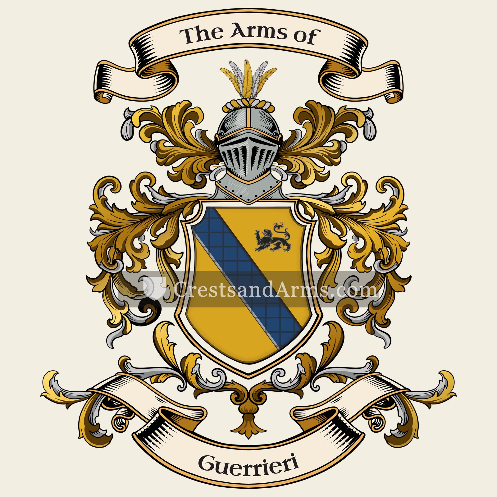 The Guerrieri coat of arms, drawn from the recorded blazon