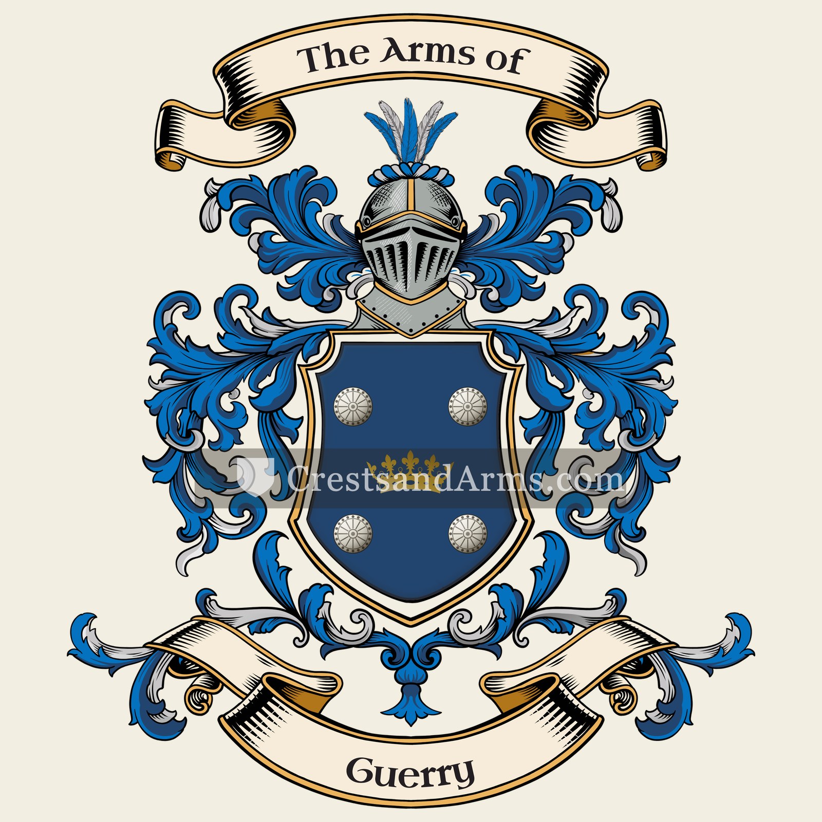 The Guerry coat of arms, drawn from the recorded blazon