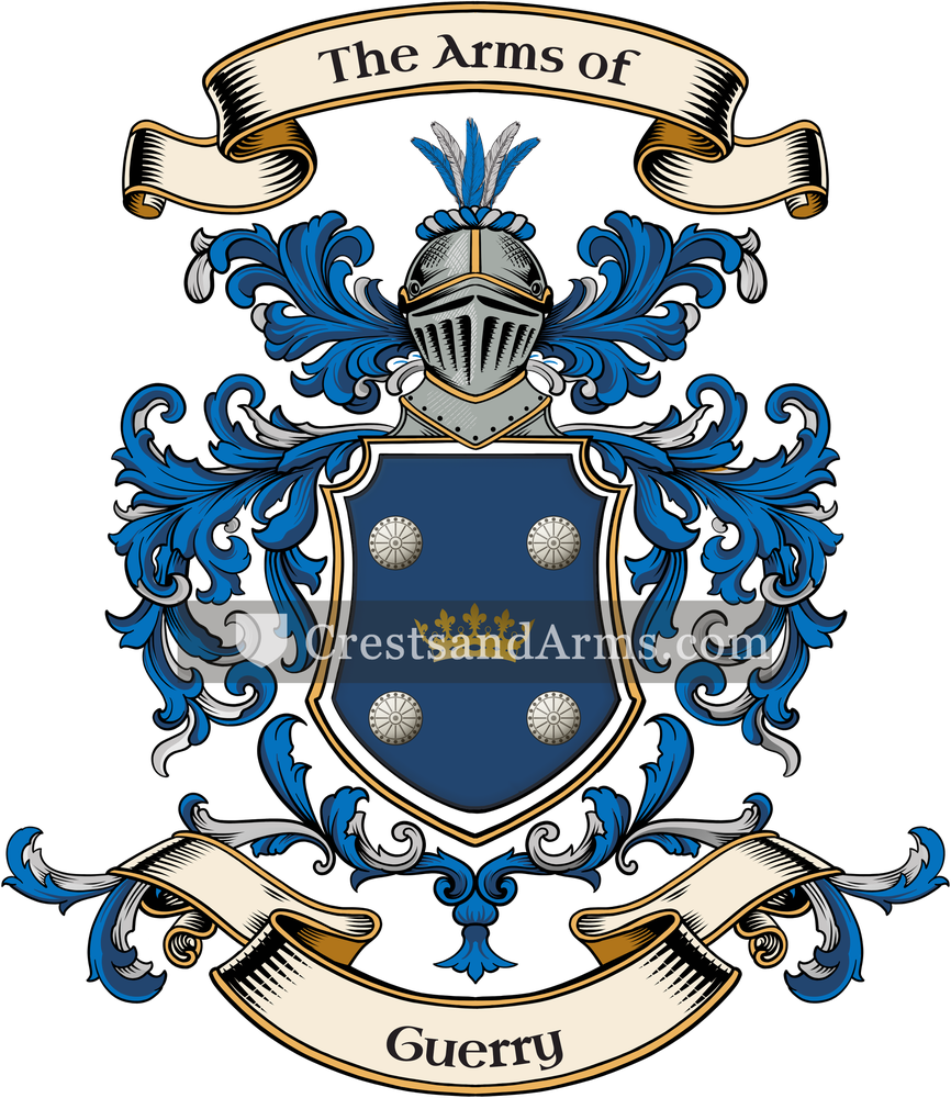 The Guerry coat of arms, drawn from the recorded blazon