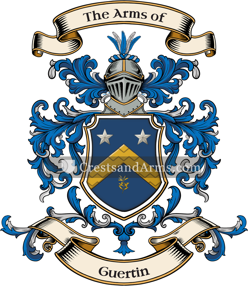 The Guertin coat of arms, drawn from the recorded blazon