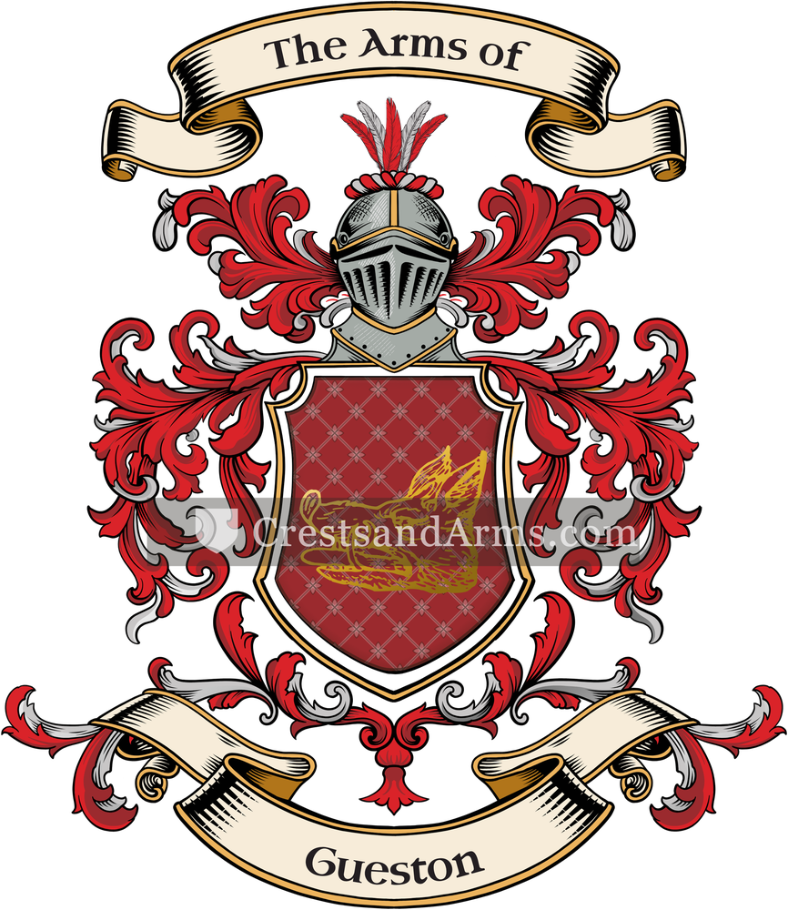 The Gueston coat of arms, drawn from the recorded blazon