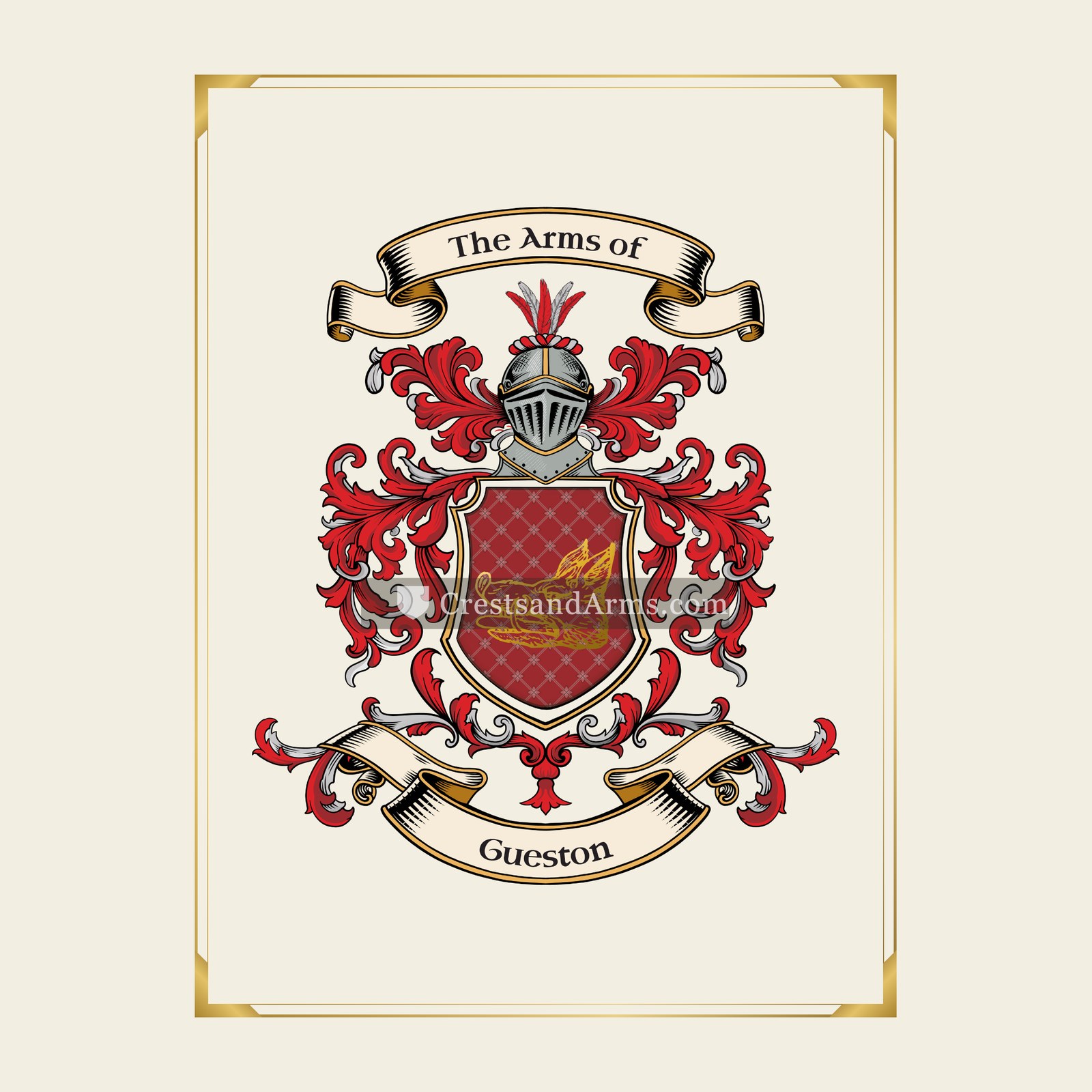 With gold border
