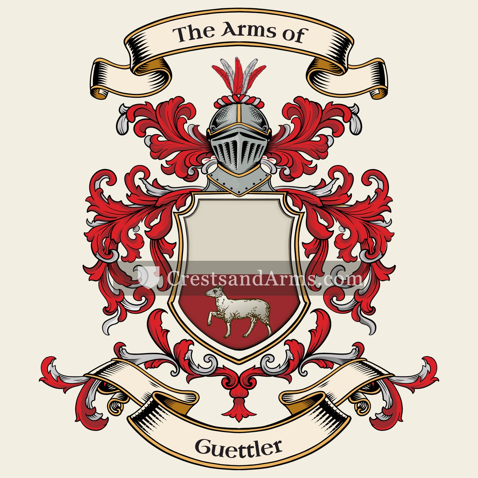 The Guettler coat of arms, drawn from the recorded blazon