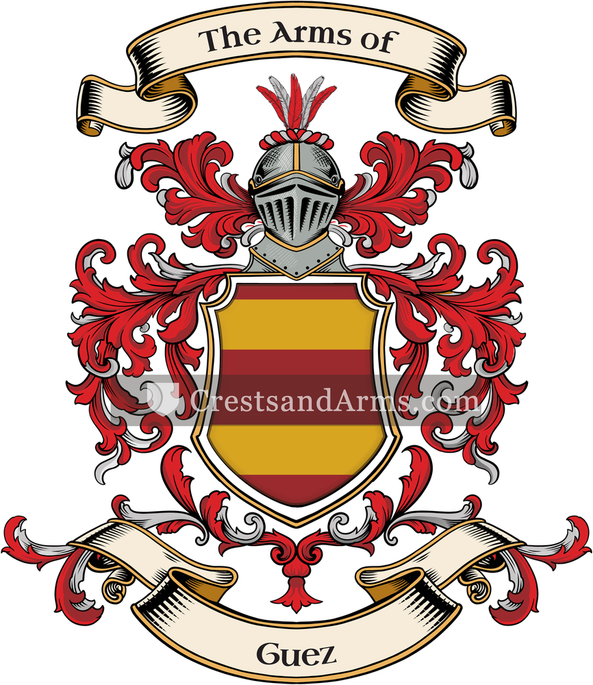 The Guez coat of arms, drawn from the recorded blazon