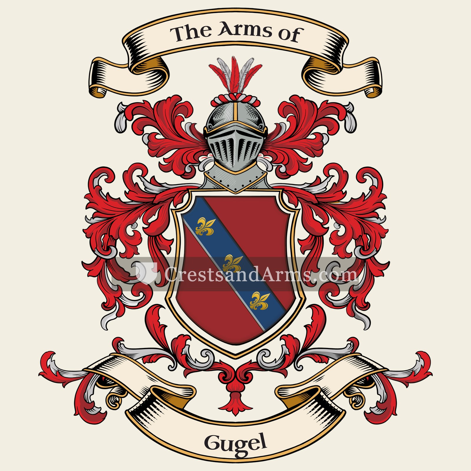 The Gugel coat of arms, drawn from the recorded blazon