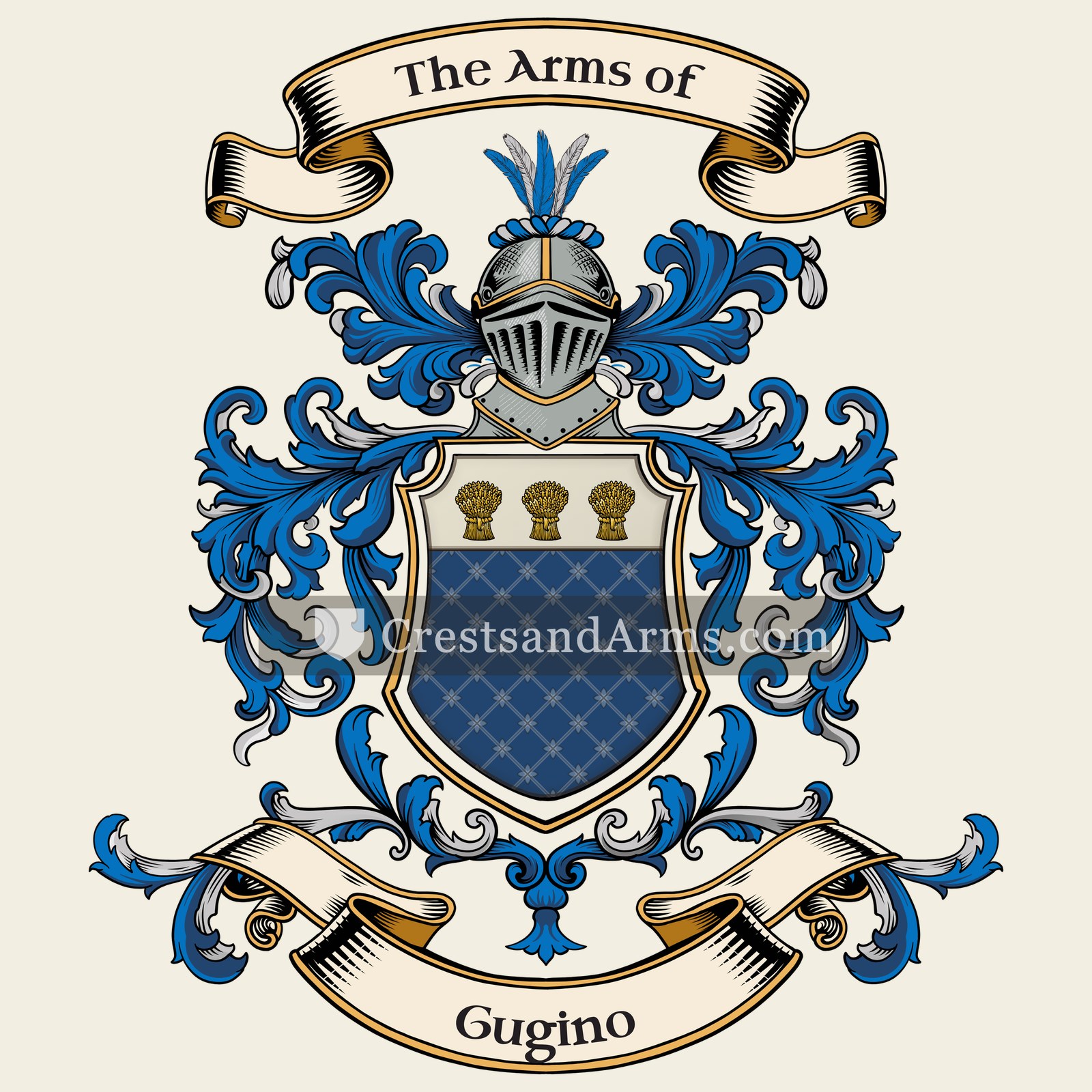 The Gugino coat of arms, drawn from the recorded blazon