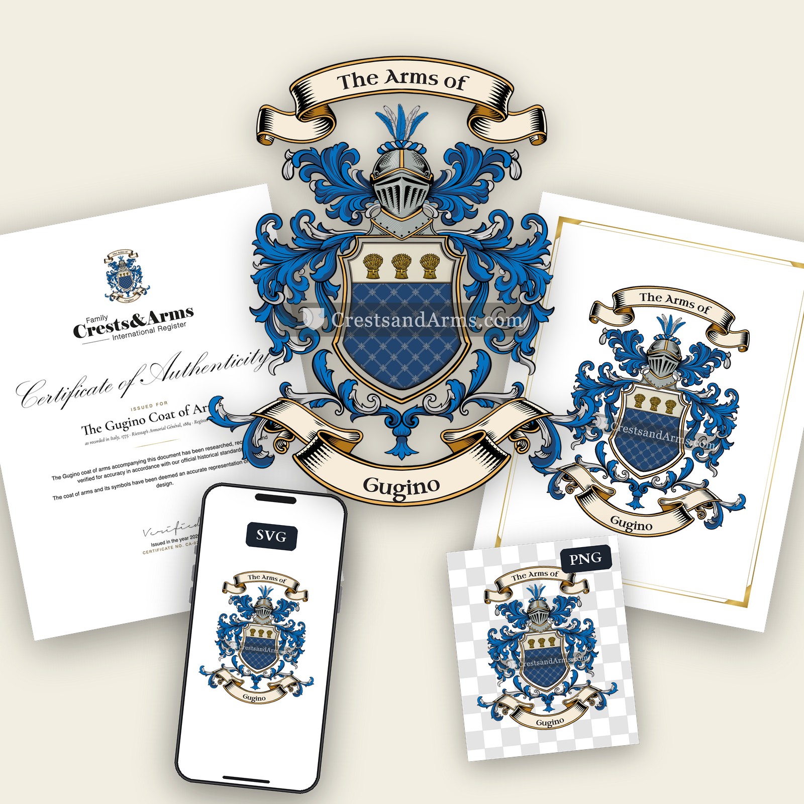 The Gugino arms on the coat of arms — digital pack