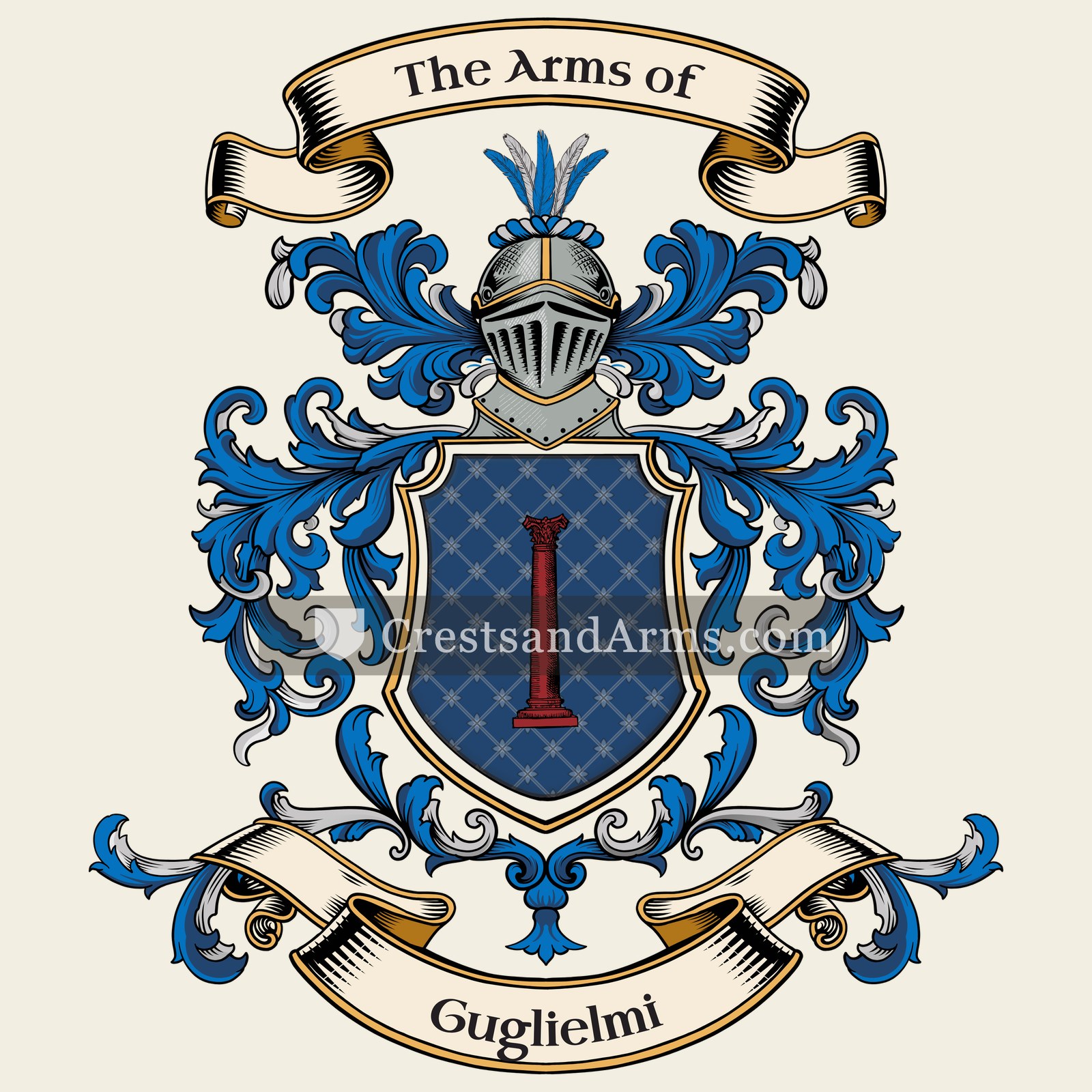 The Guglielmi coat of arms, drawn from the recorded blazon