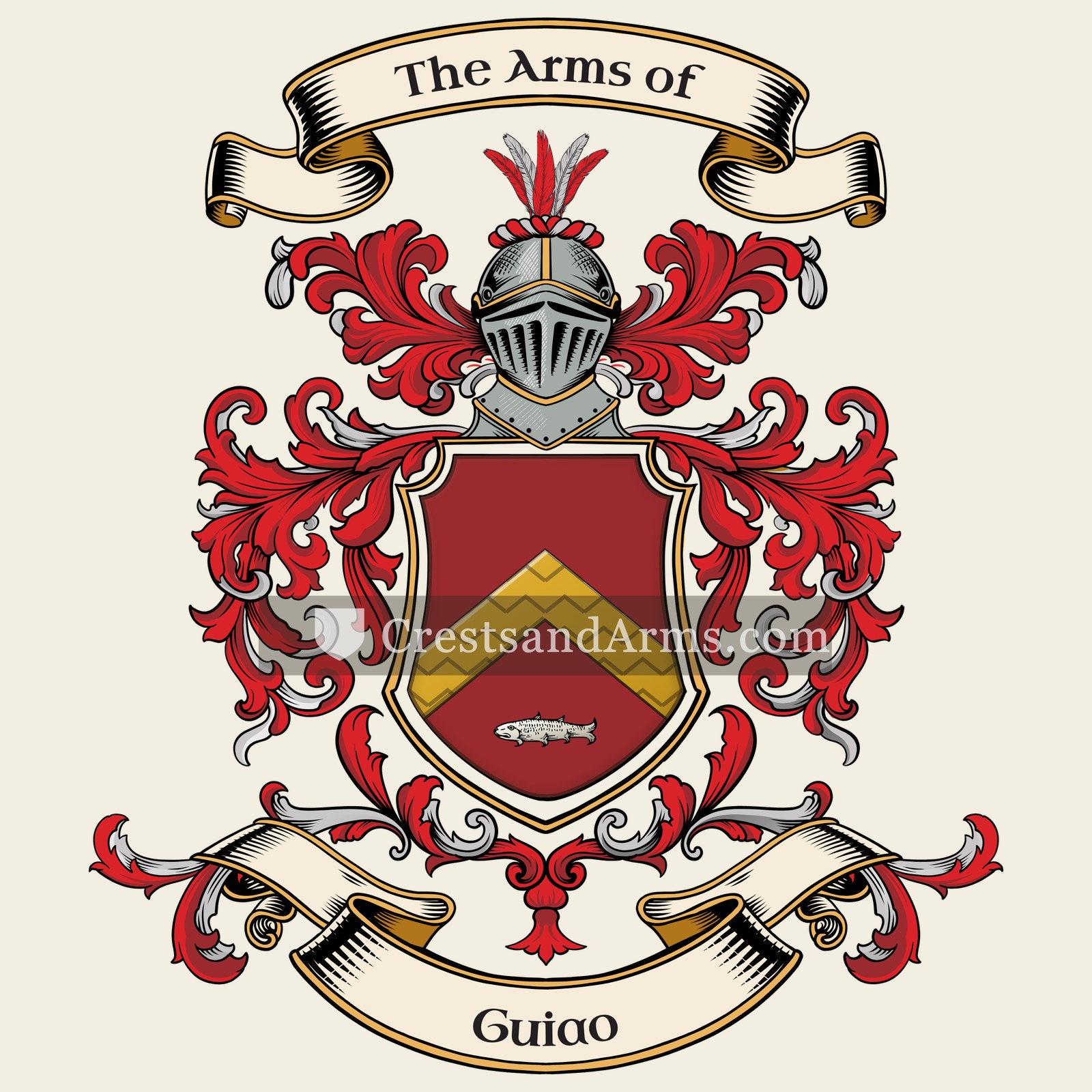 The Guiao coat of arms, drawn from the recorded blazon