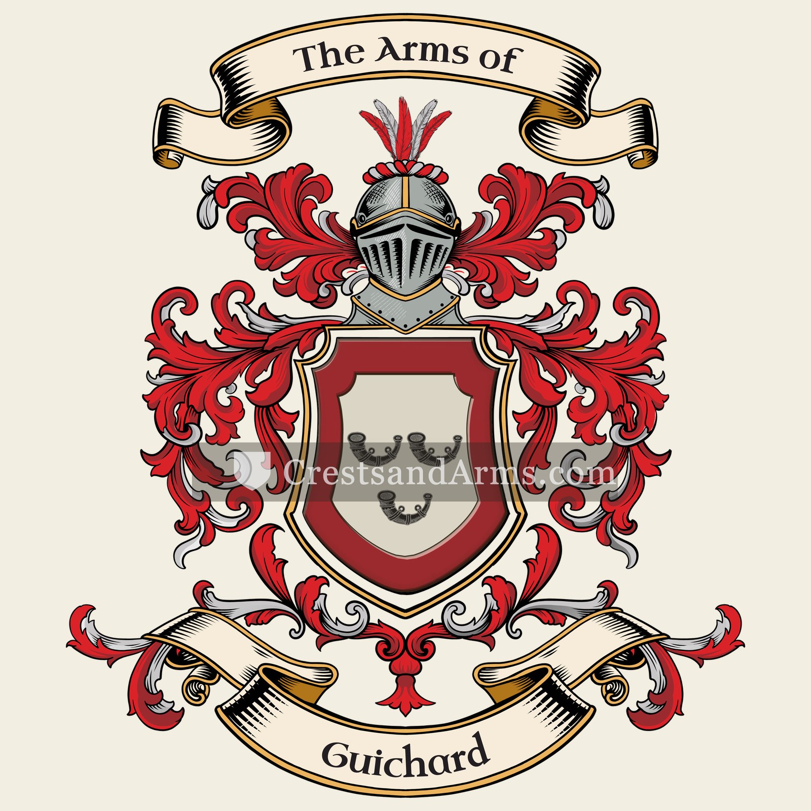 The Guichard coat of arms, drawn from the recorded blazon