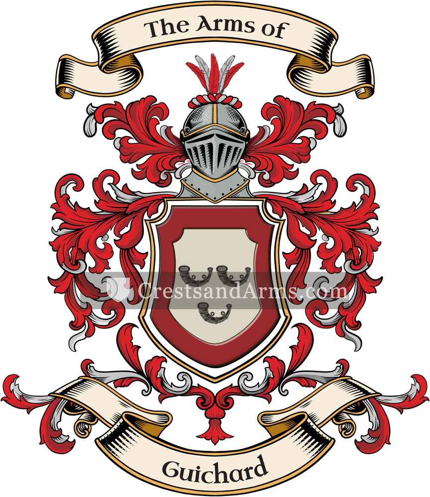 The Guichard coat of arms, drawn from the recorded blazon