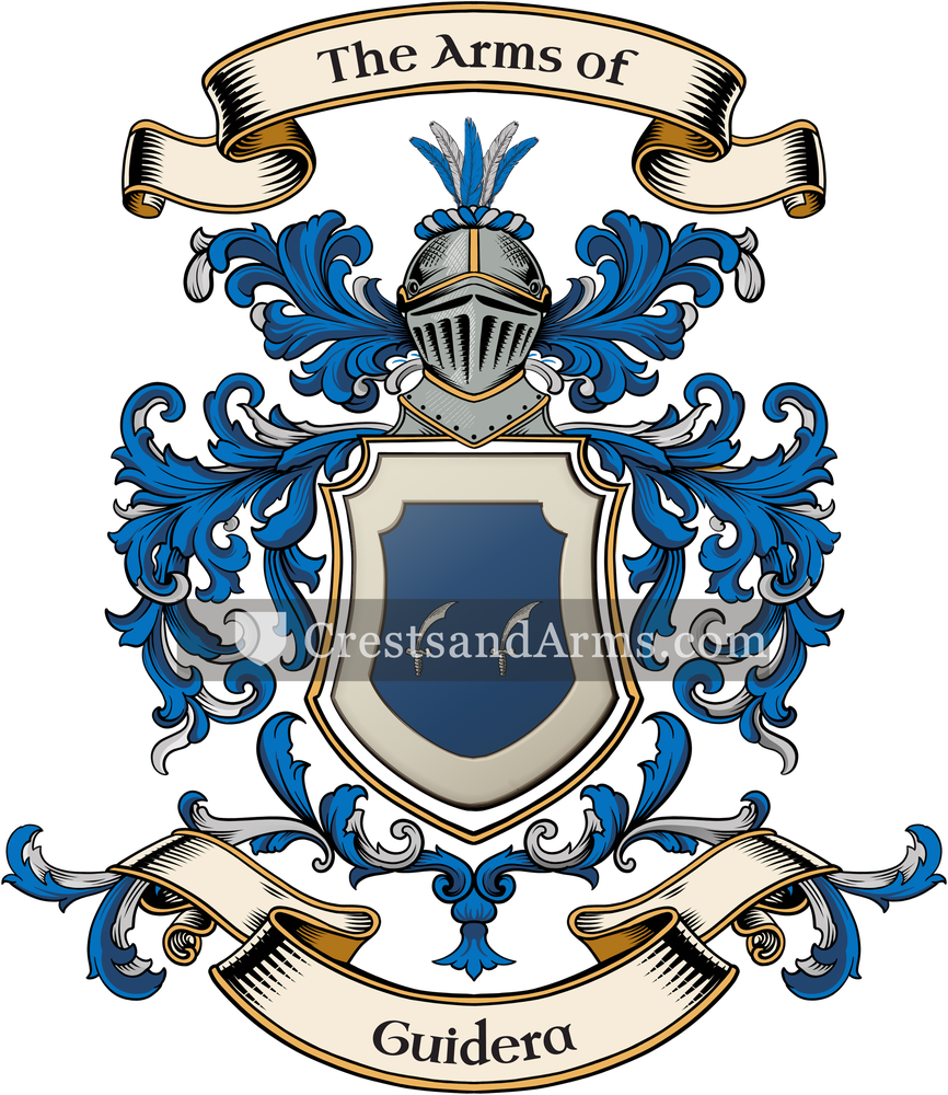 The Guidera coat of arms, drawn from the recorded blazon