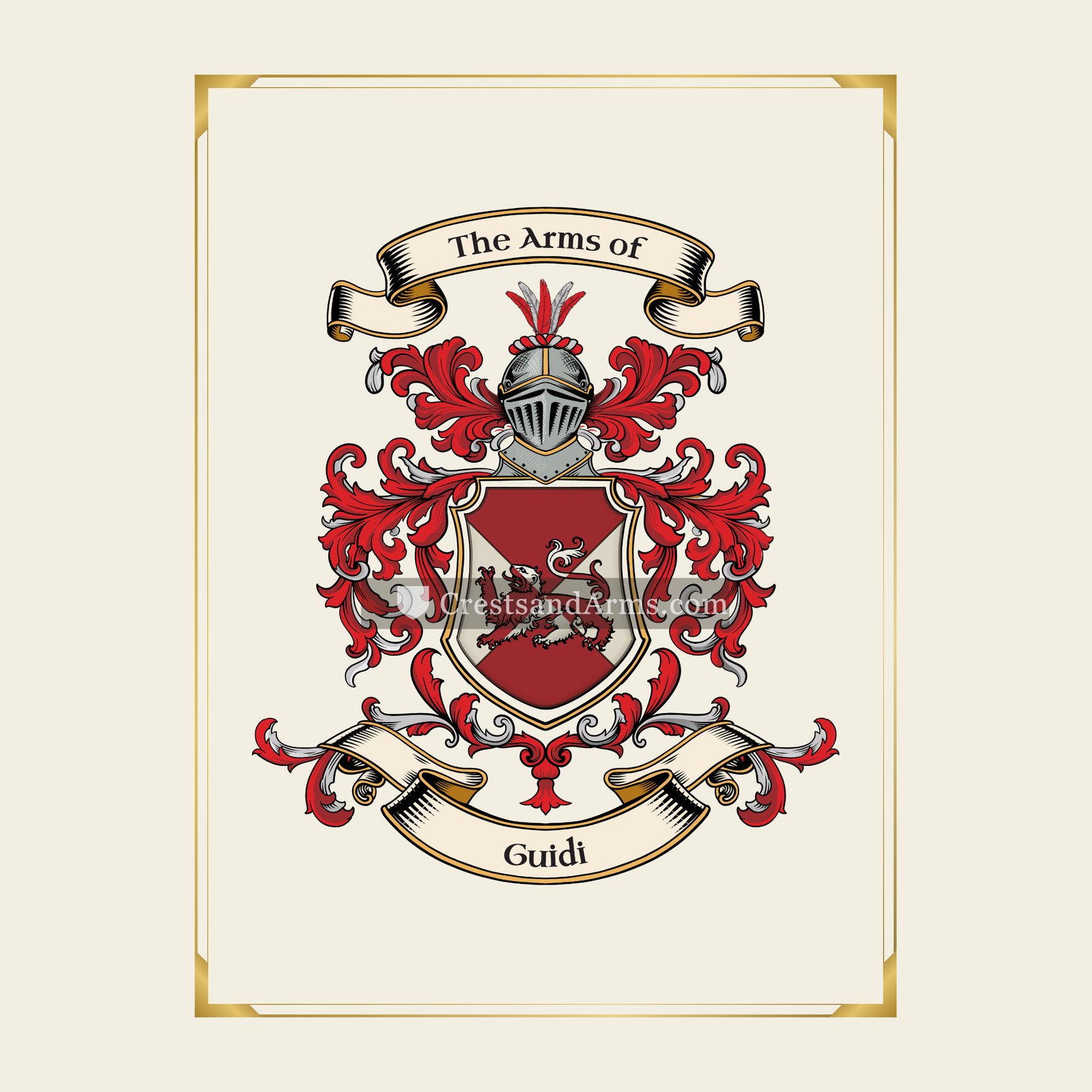 With gold border