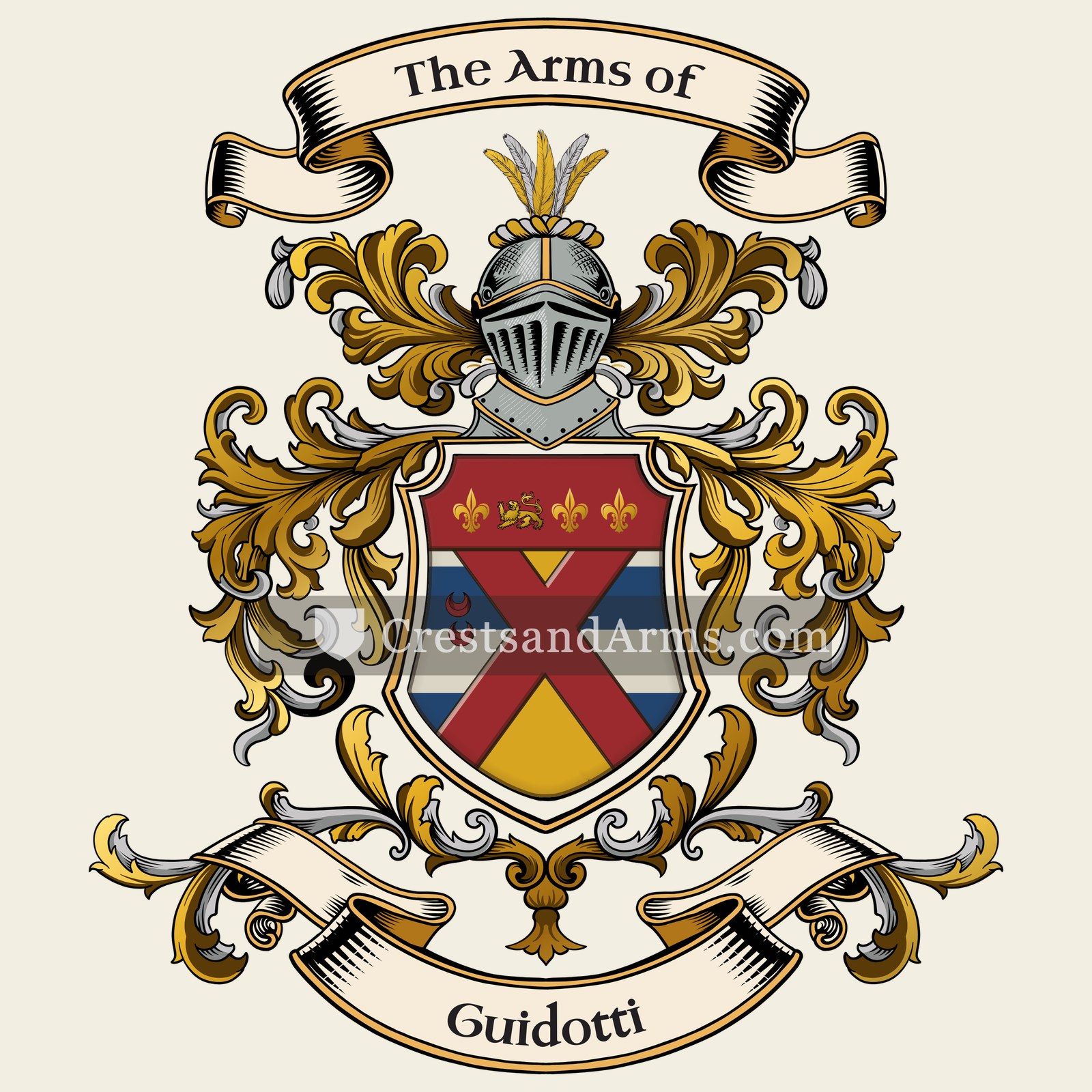 The Guidotti coat of arms, drawn from the recorded blazon