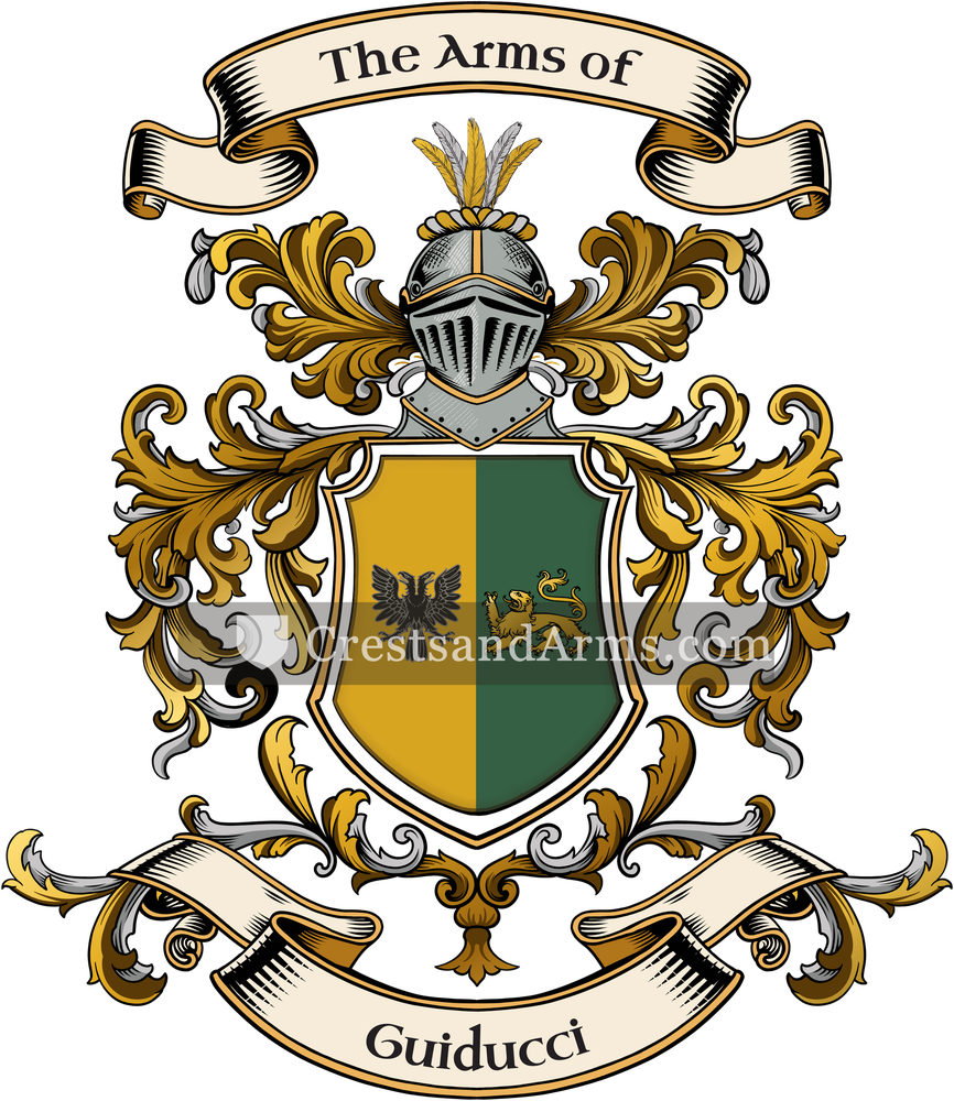 The Guiducci coat of arms, drawn from the recorded blazon
