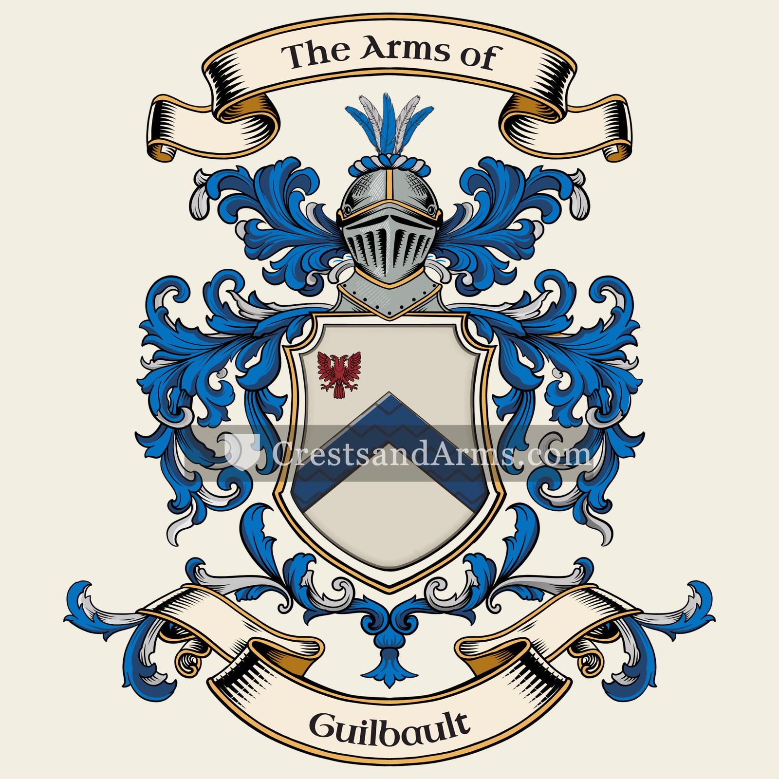 The Guilbault coat of arms, drawn from the recorded blazon