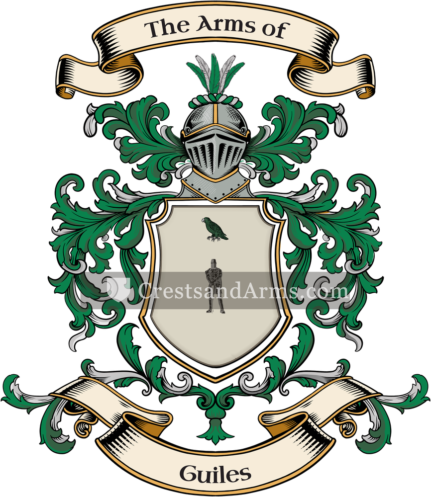 The Guiles coat of arms, drawn from the recorded blazon
