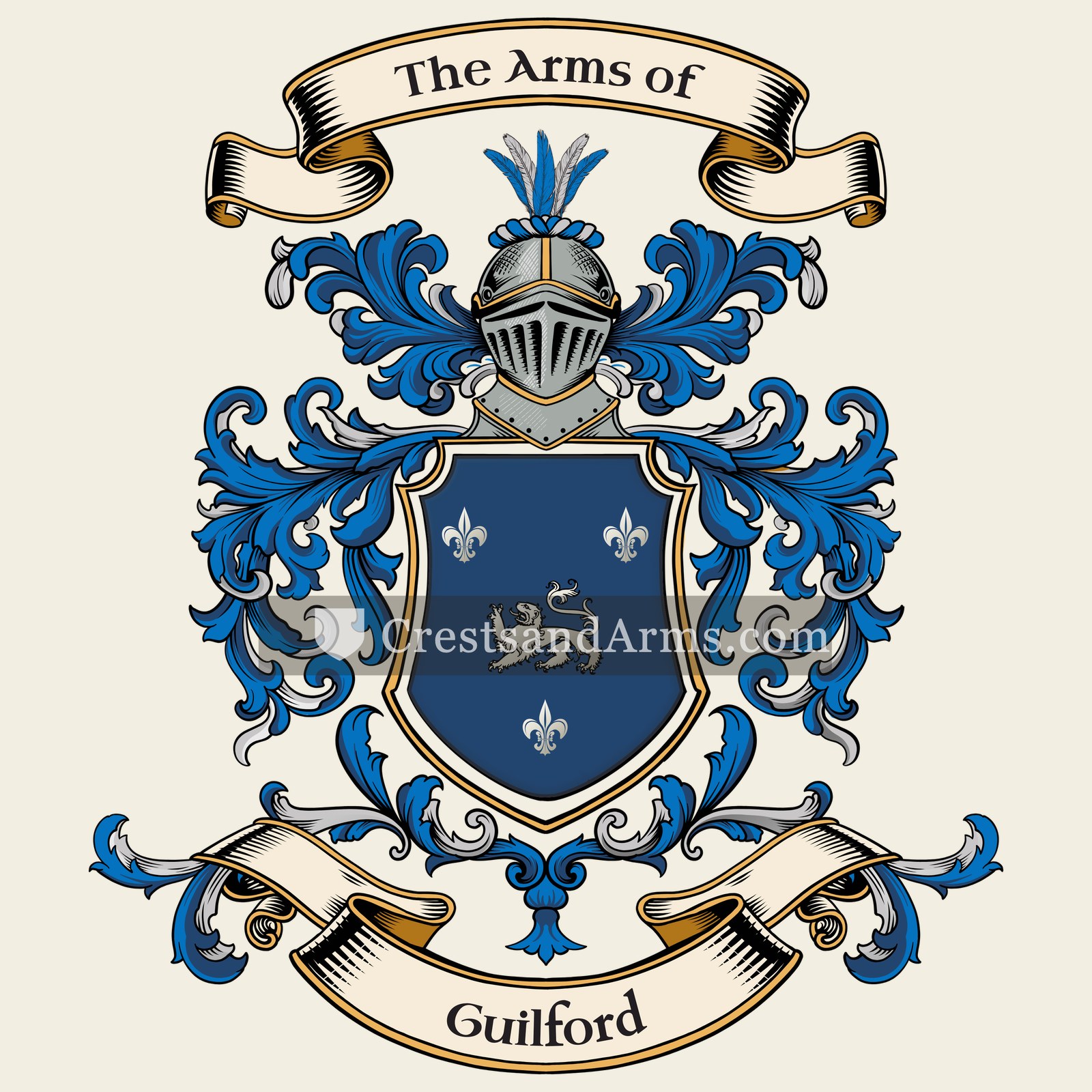 The Guilford coat of arms, drawn from the recorded blazon