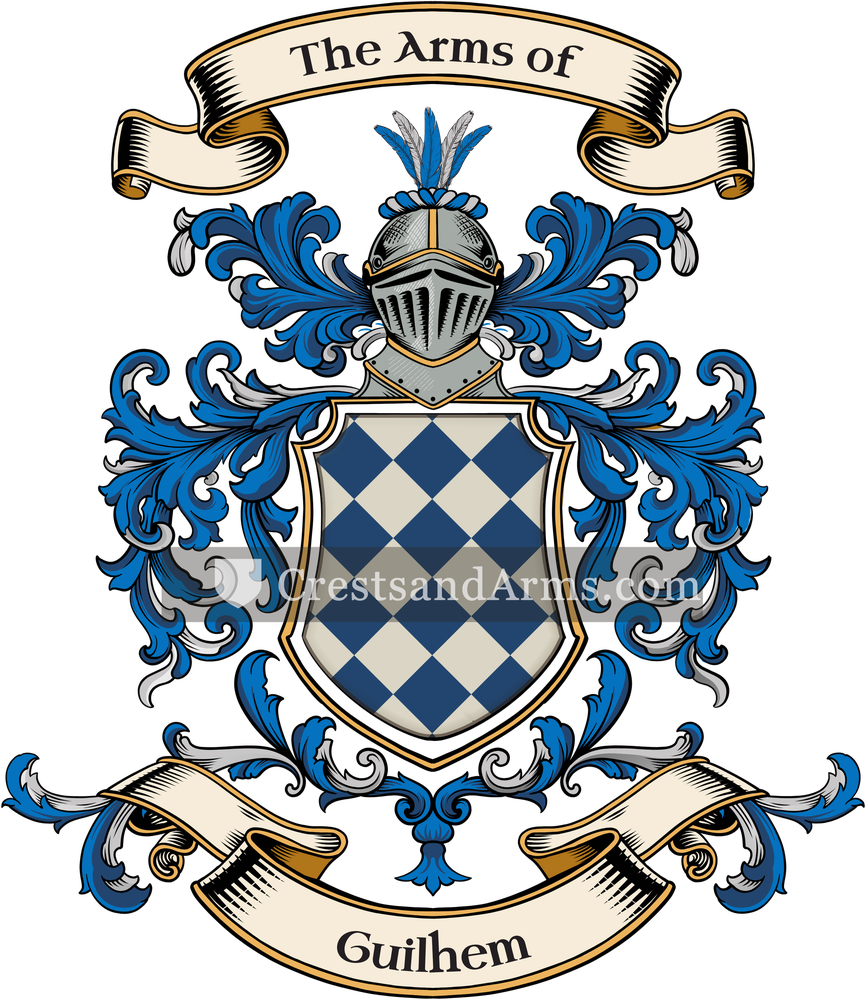The Guilhem coat of arms, drawn from the recorded blazon
