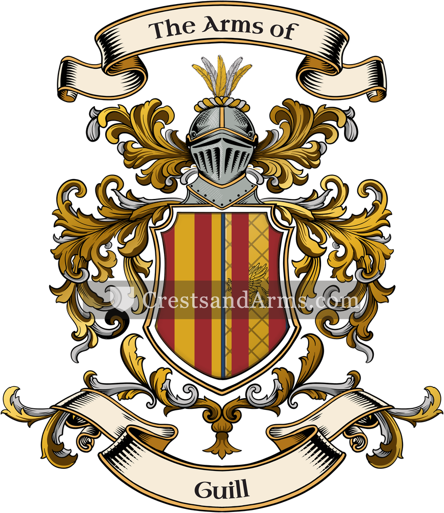 The Guill coat of arms, drawn from the recorded blazon