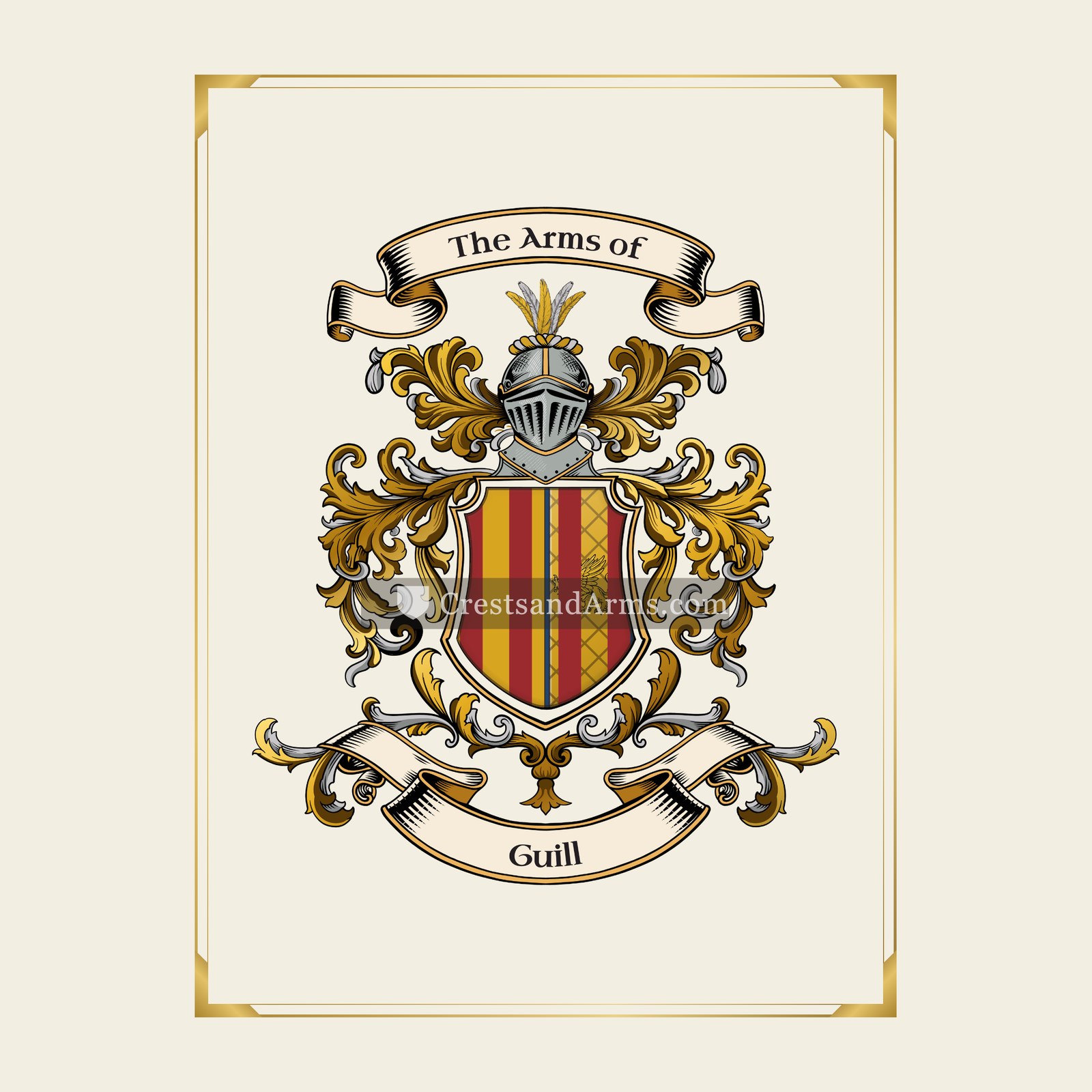 With gold border