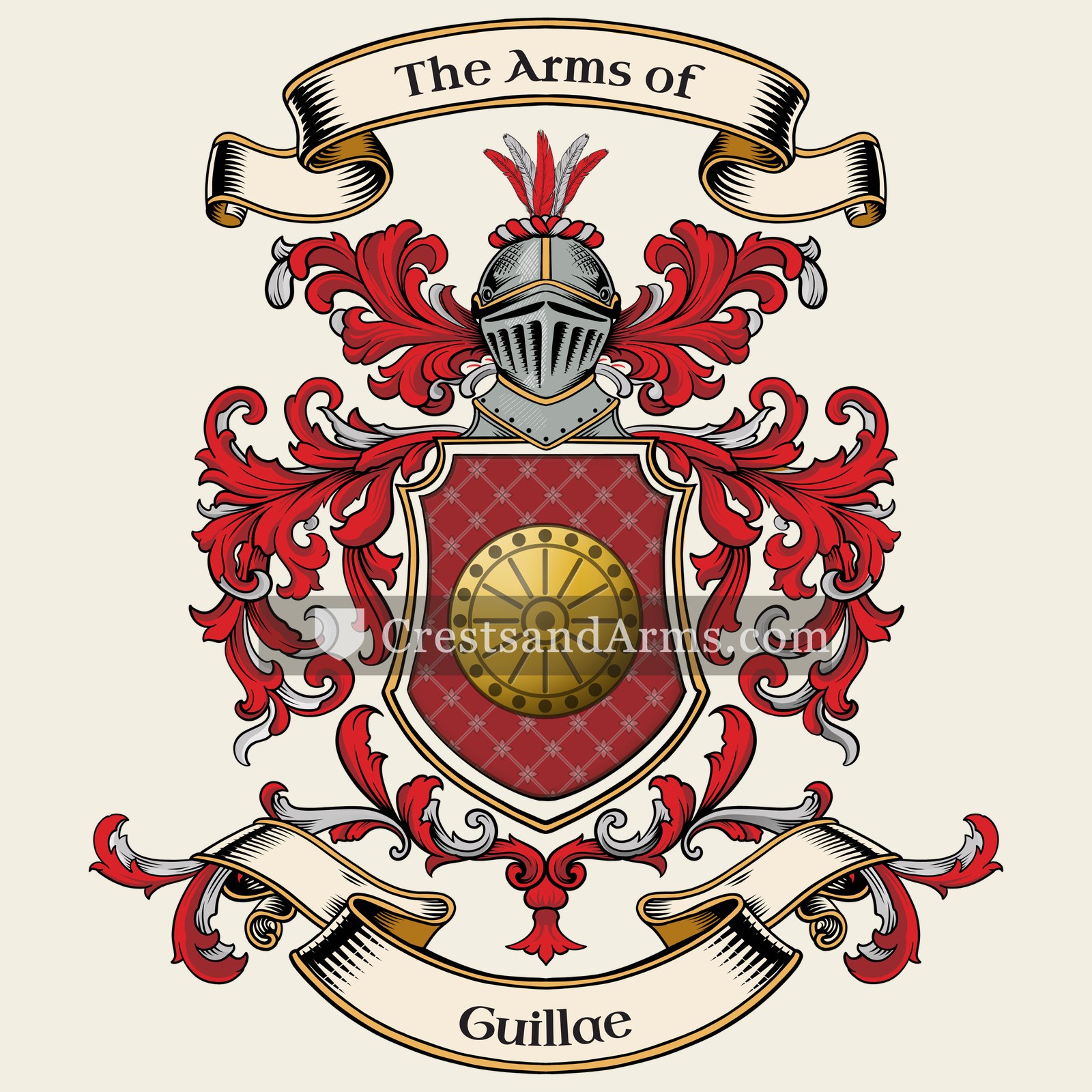 The Guillae coat of arms, drawn from the recorded blazon