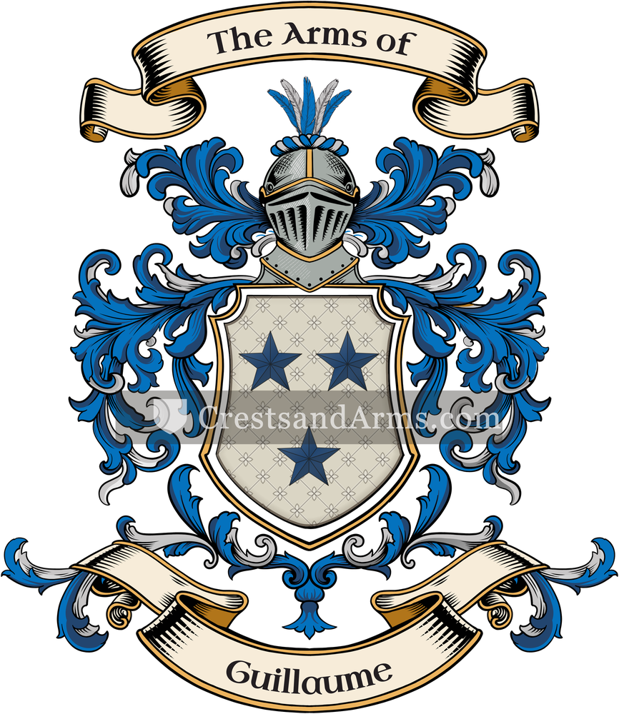 The Guillaume coat of arms, drawn from the recorded blazon