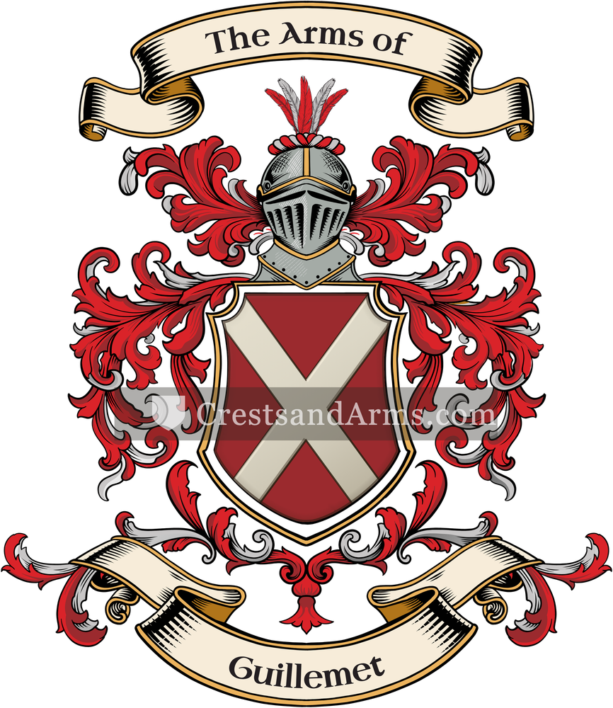 The Guillemet coat of arms, drawn from the recorded blazon