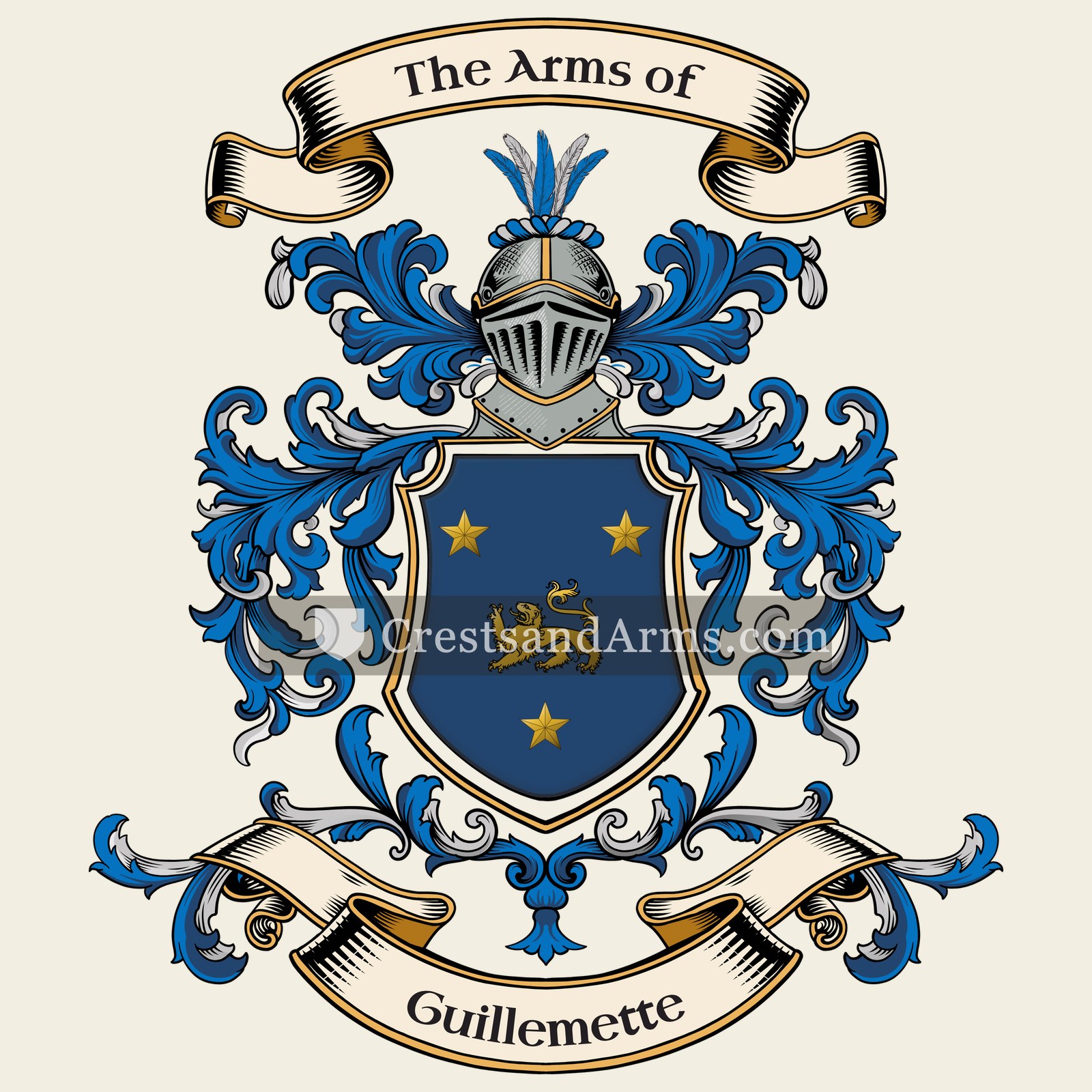 The Guillemette coat of arms, drawn from the recorded blazon