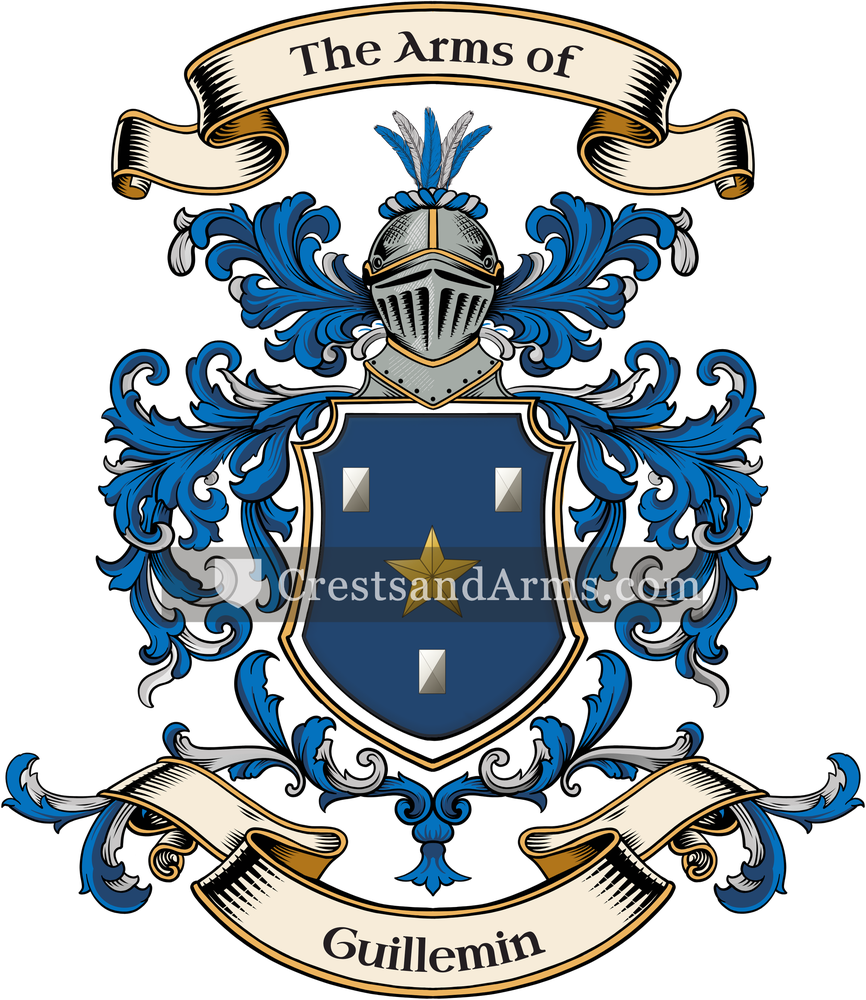 The Guillemin coat of arms, drawn from the recorded blazon