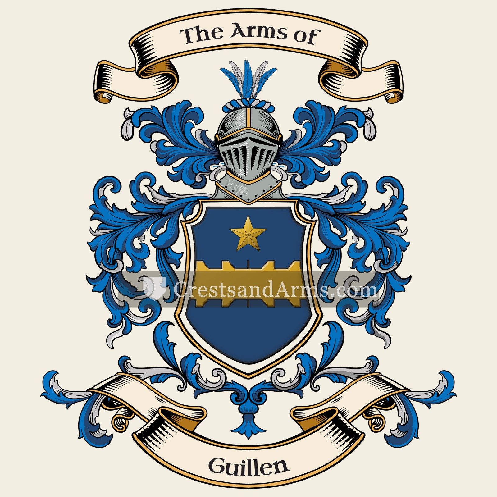 The Guillen coat of arms, drawn from the recorded blazon