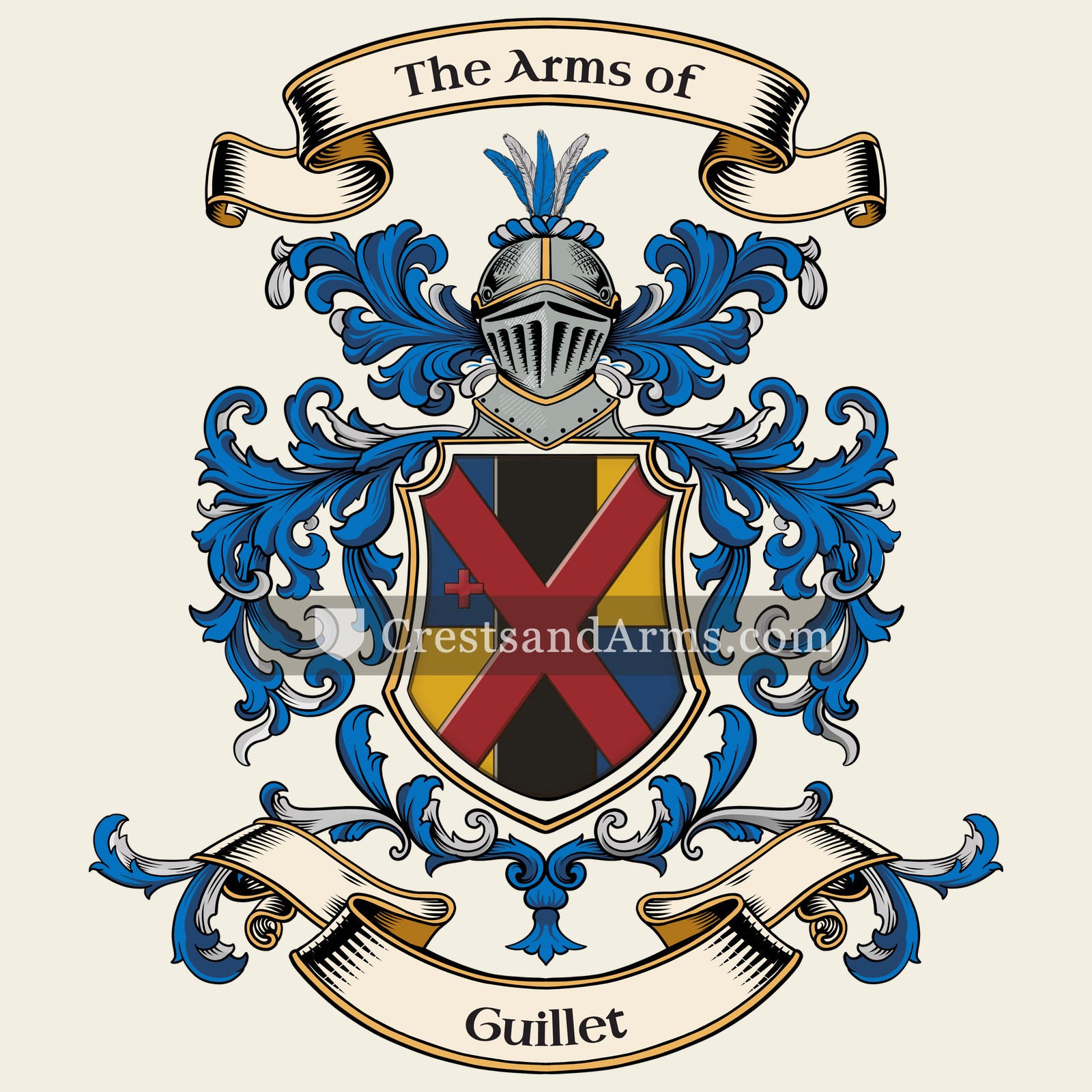 The Guillet coat of arms, drawn from the recorded blazon