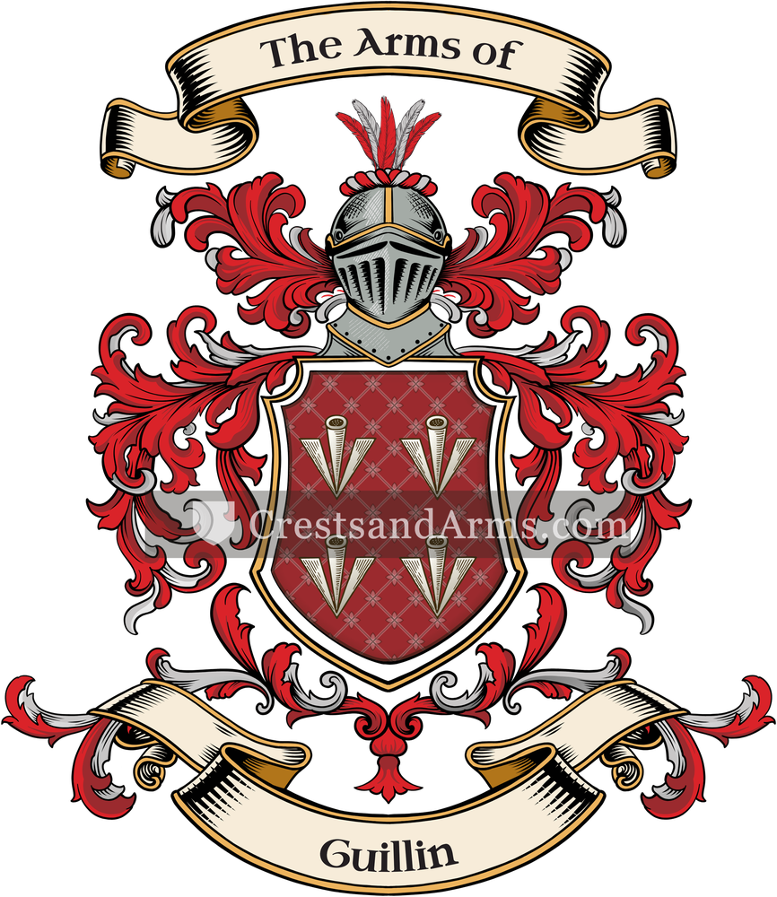 The Guillin coat of arms, drawn from the recorded blazon