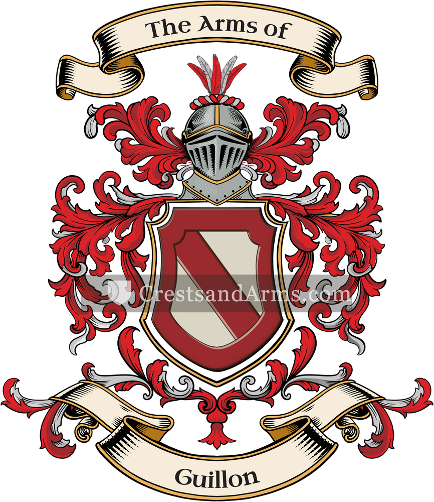 The Guillon coat of arms, drawn from the recorded blazon