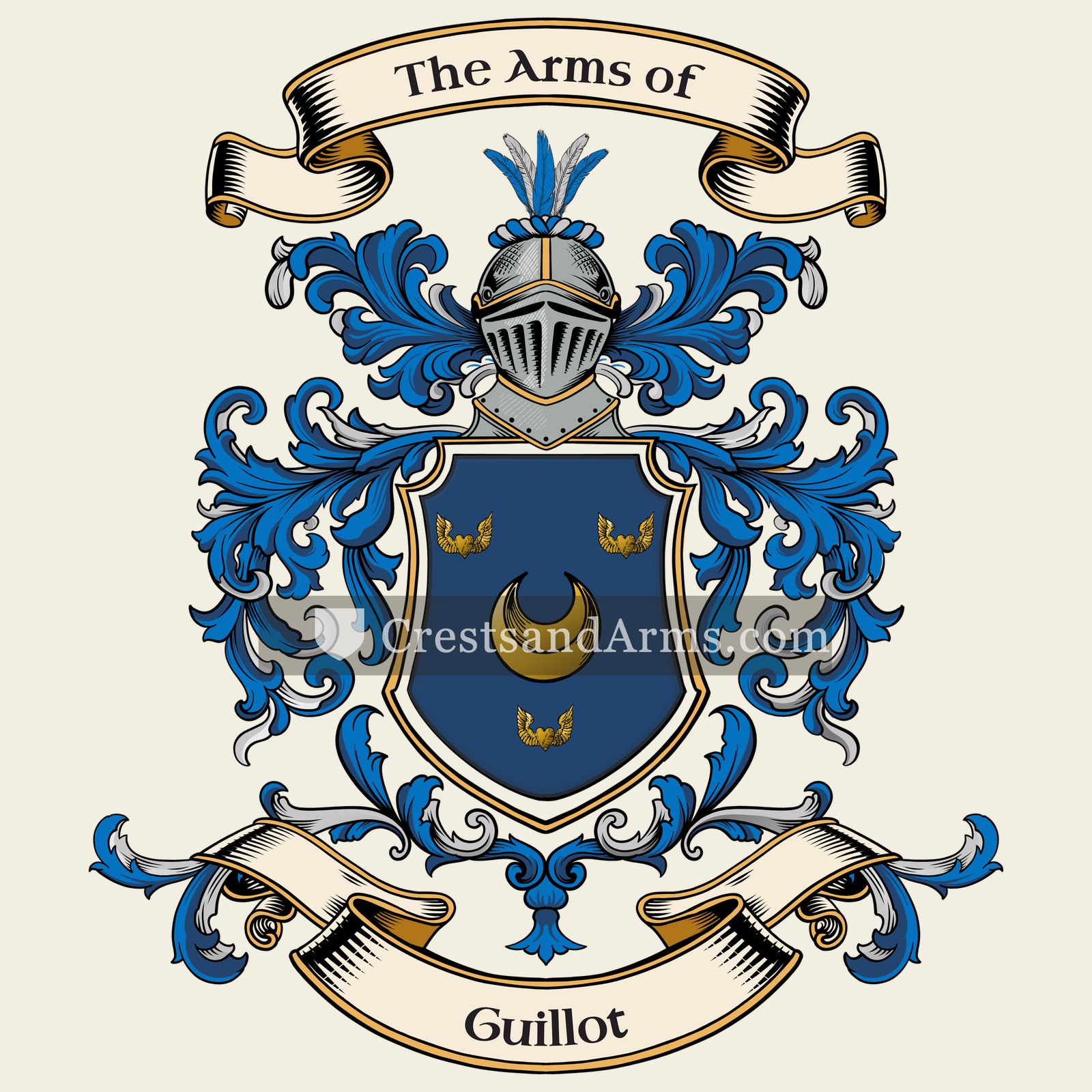 The Guillot coat of arms, drawn from the recorded blazon